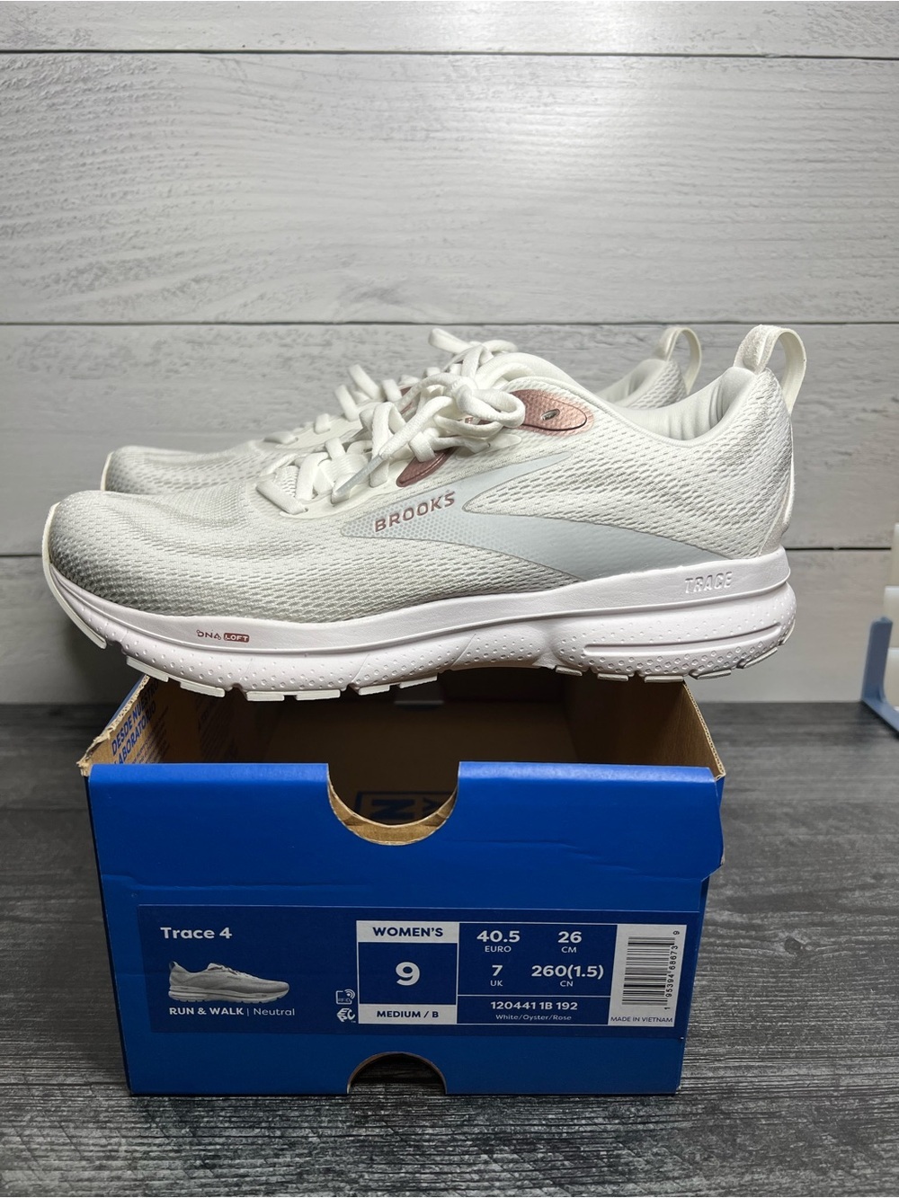 Brooks Women's Running Shoes in White with Light Pink Accents